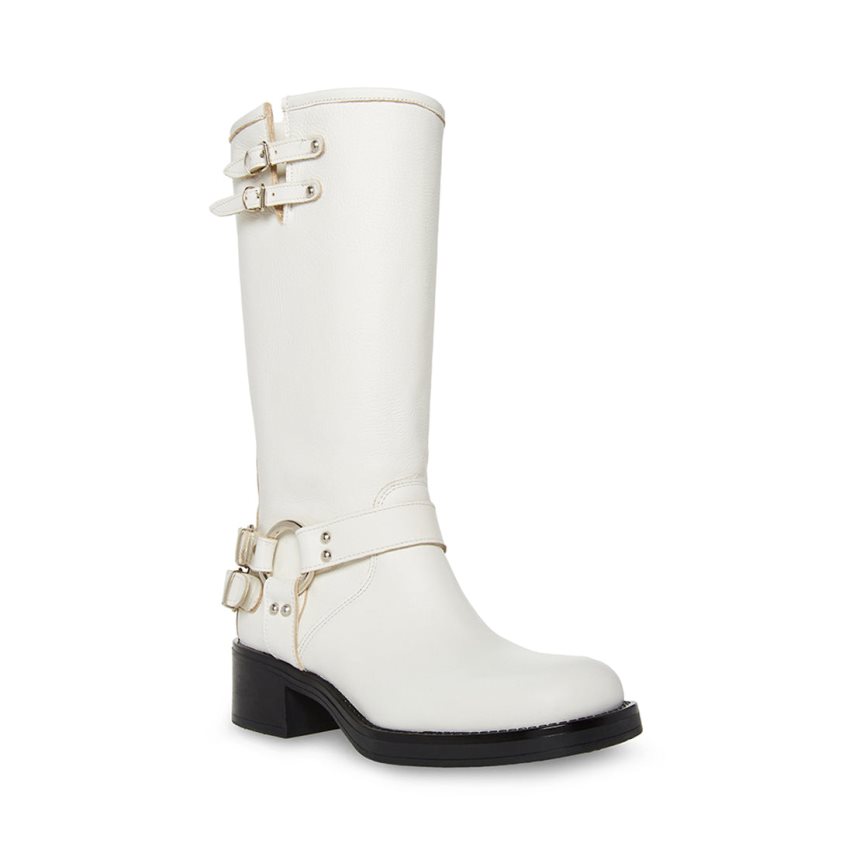 Botas Altas Steve Madden Axelle Cuero Mujer Blancas | ES PO1639